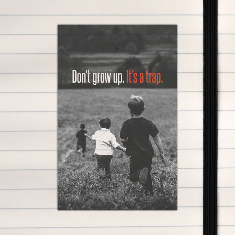 Don't grow up. It's a trap.