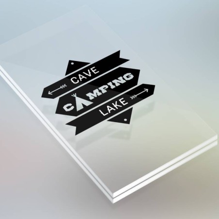 Cave, Camping and Lake sign.